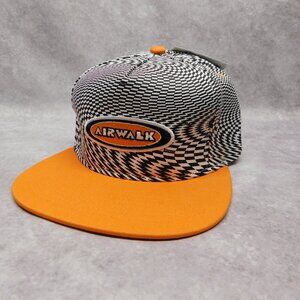 Airwalk Forever 21 Checkered Hat Adjustable Black White Flat Orange Brimmed Cap